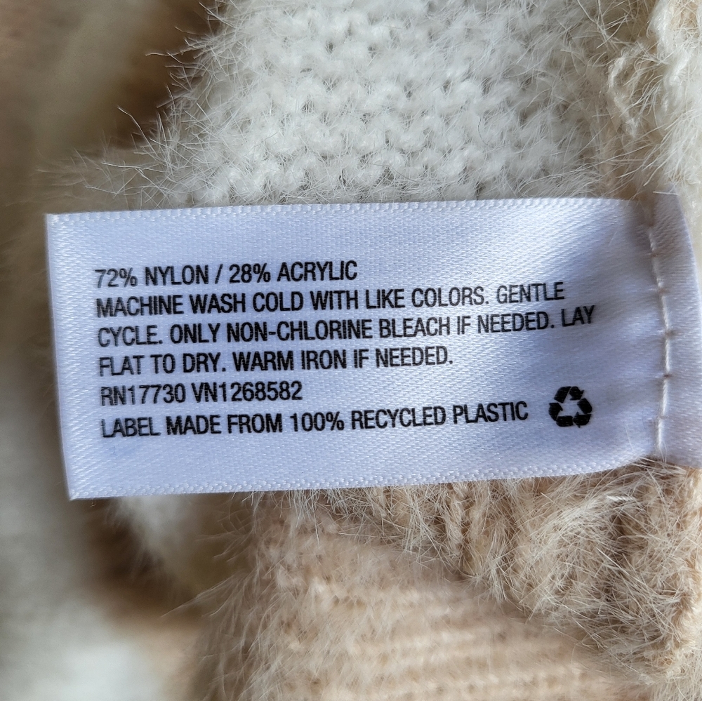 NWOT Wild Fable NudeTan Stripe Mohair Style Balloon Sleeve Sweater size M - Picture 5 of 5